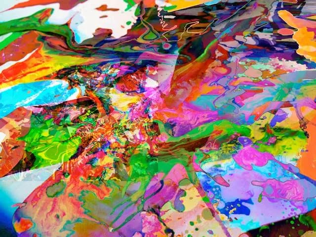 Vibrant Chaos: A Fluid Dance of Colorful Abstraction in Motion