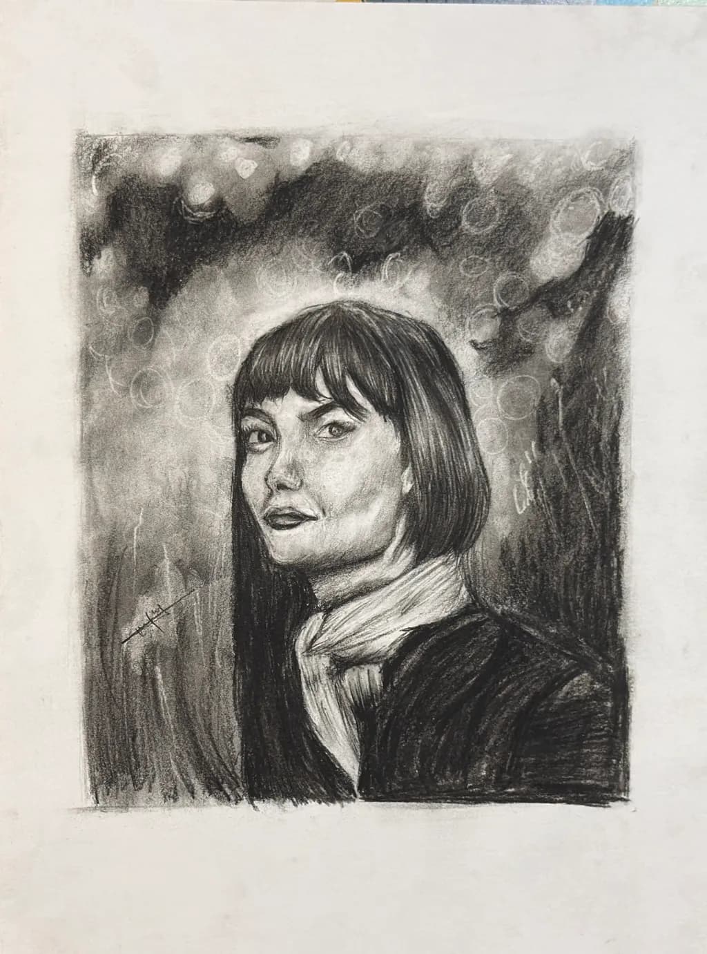 Whispers of Elegance: A Charcoal Portrait of Timeless Beauty