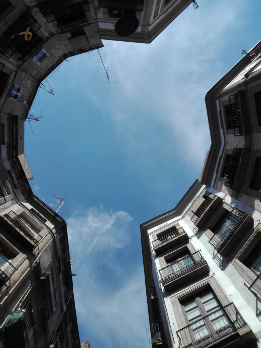 Whispers of the Sky: A Serene Glimpse Between Urban Walls