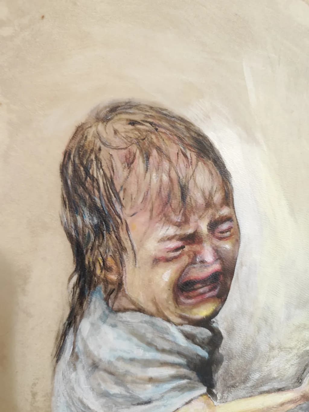 Emotional Echoes: A Child's Cry Captured in Art