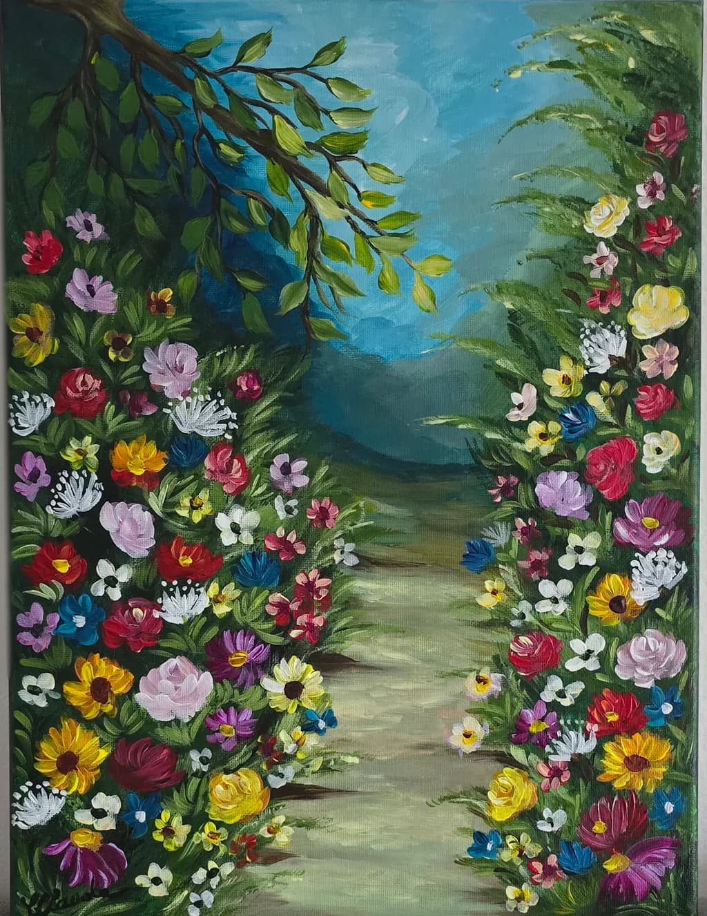 Whispers of Color: A Vibrant Floral Pathway Through Nature's Embrace