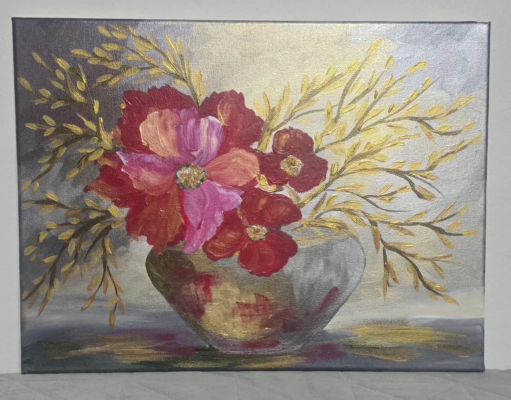 Vibrant Blossoms: A Floral Symphony in Gold and Colorful Hues