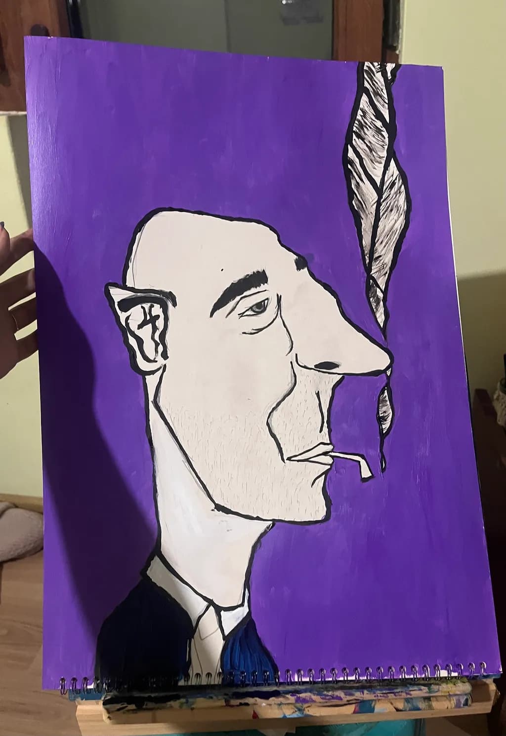 Whimsical Portrait: The Smoky Contemplation of a Modern Icon