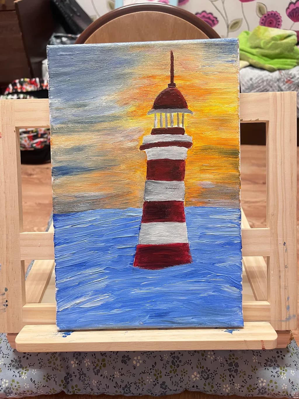 Radiant Beacon: A Vibrant Lighthouse at Sunset
