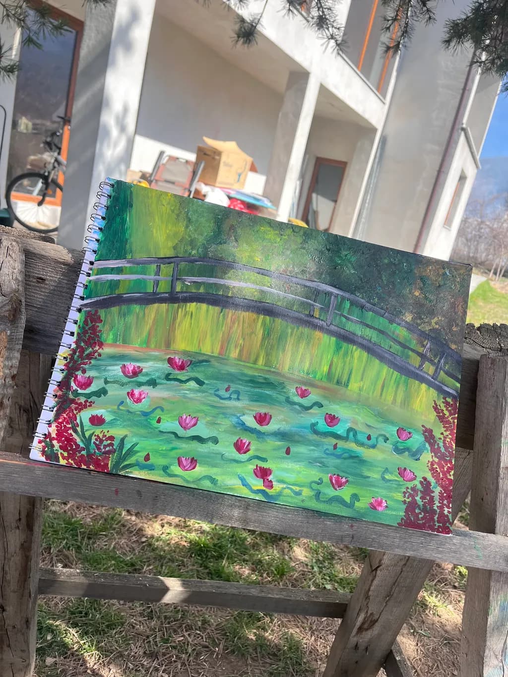 Whispers of Nature: A Colorful Waterlily Dreamscape Under the Bridge