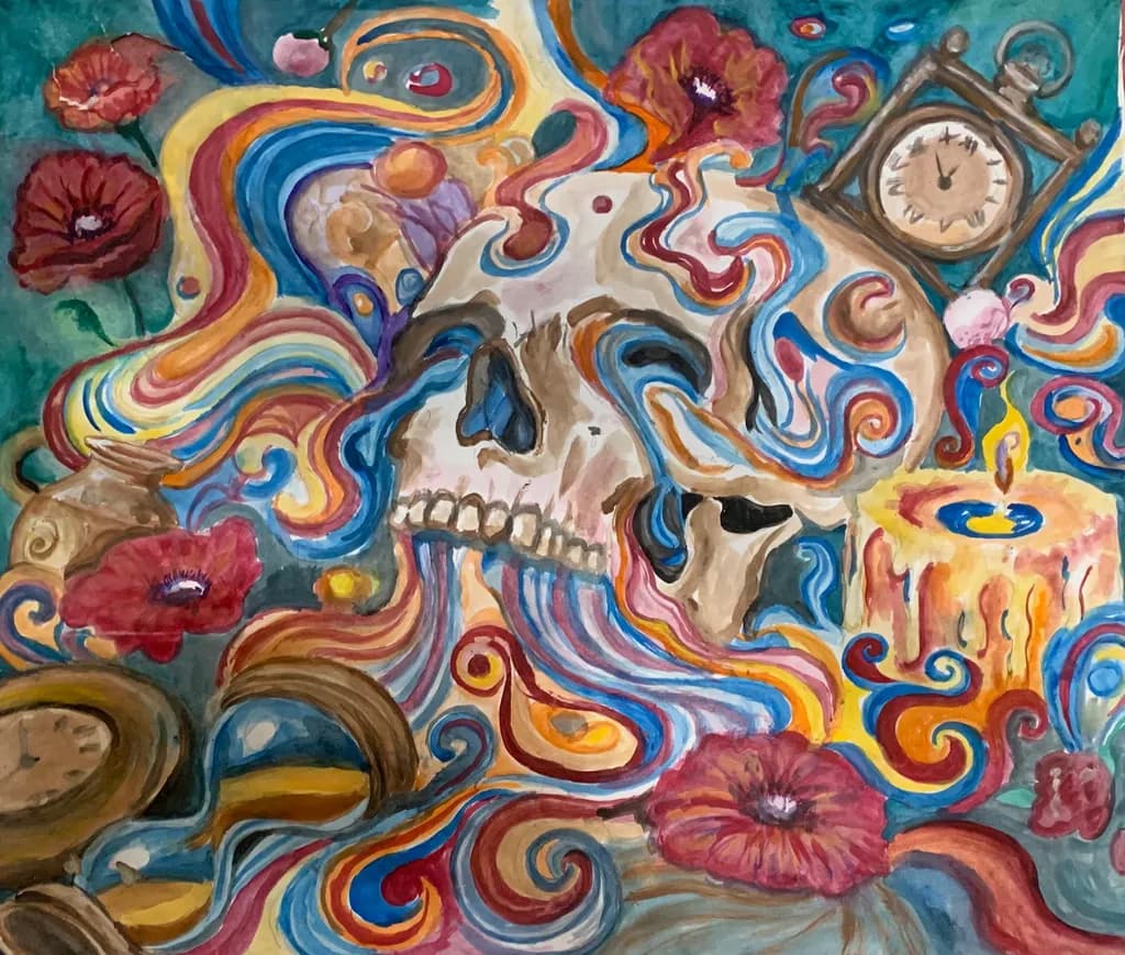 Whispers of Time: A Colorful Dance of Life and Death