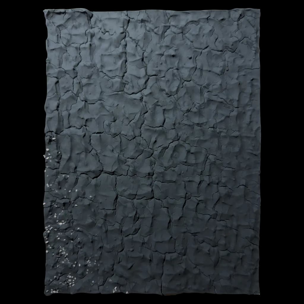 Cracked Dimensions: An Abstract Exploration of Textured Black Surfaces