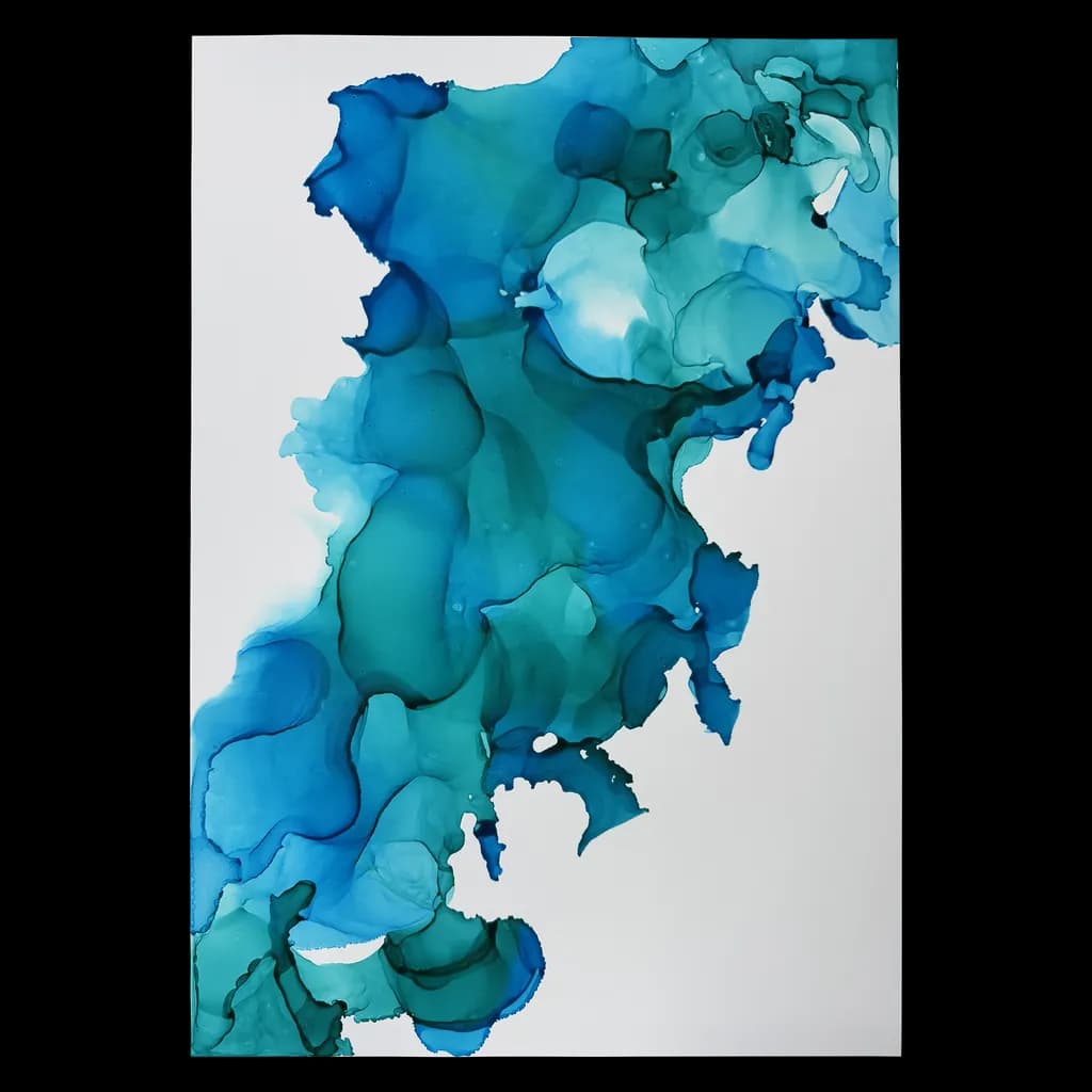Oceanic Whispers: A Dance of Turquoise and Teal in Fluid Artistry