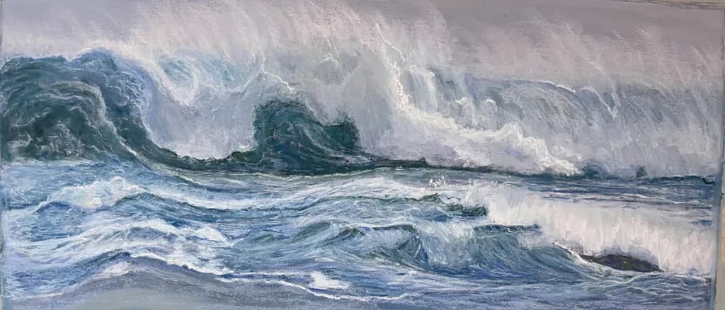 Turbulent Waves: A Dramatic Seascape in Blue Hues