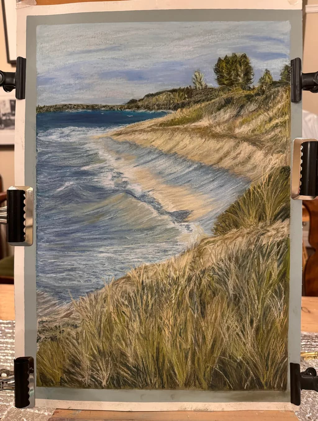 Whispers of the Coast: A Serene Landscape of Waves and Grass