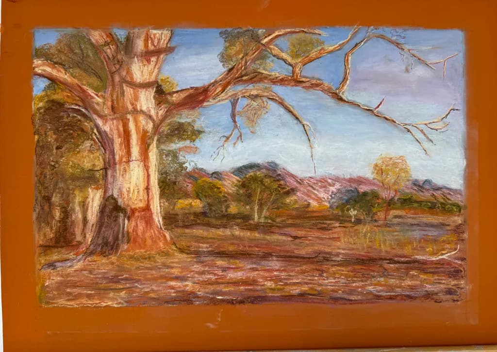 Whispers of the Outback: A Serene Landscape with Majestic Trees and Rolling Hills