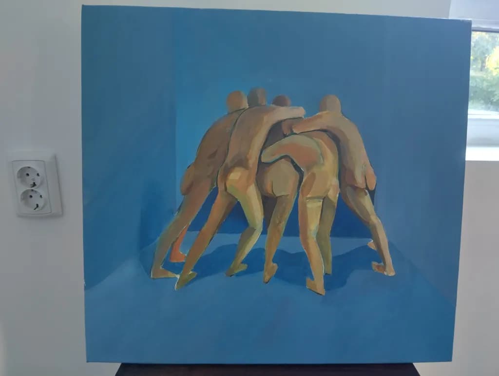 Embrace of Unity: A Dance of Connection in Colorful Form