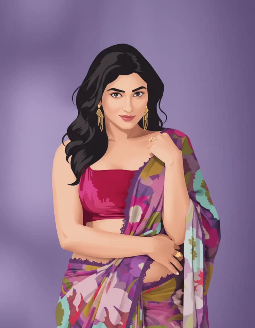 Elegant Grace: A Colorful Portrait in Traditional Attire