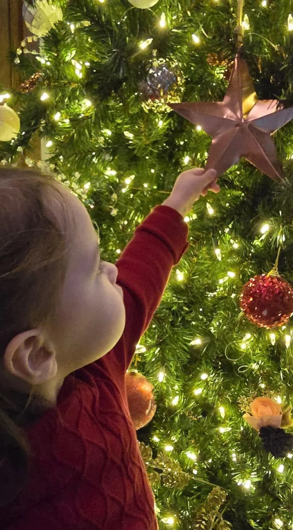 Child and Christmas Tree Star