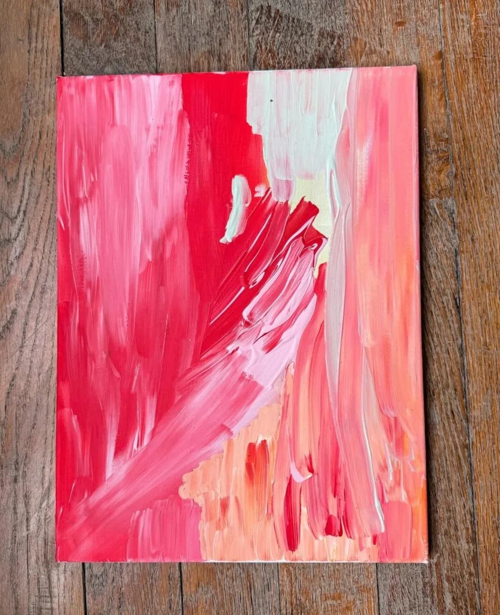 Vibrant Whispers: An Abstract Dance of Red and Pink Textures