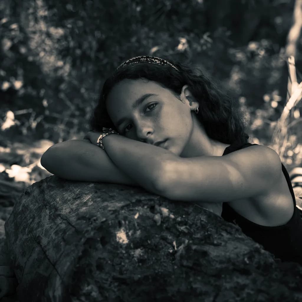 Whispers of Serenity: A Contemplative Monochrome Portrait in Nature