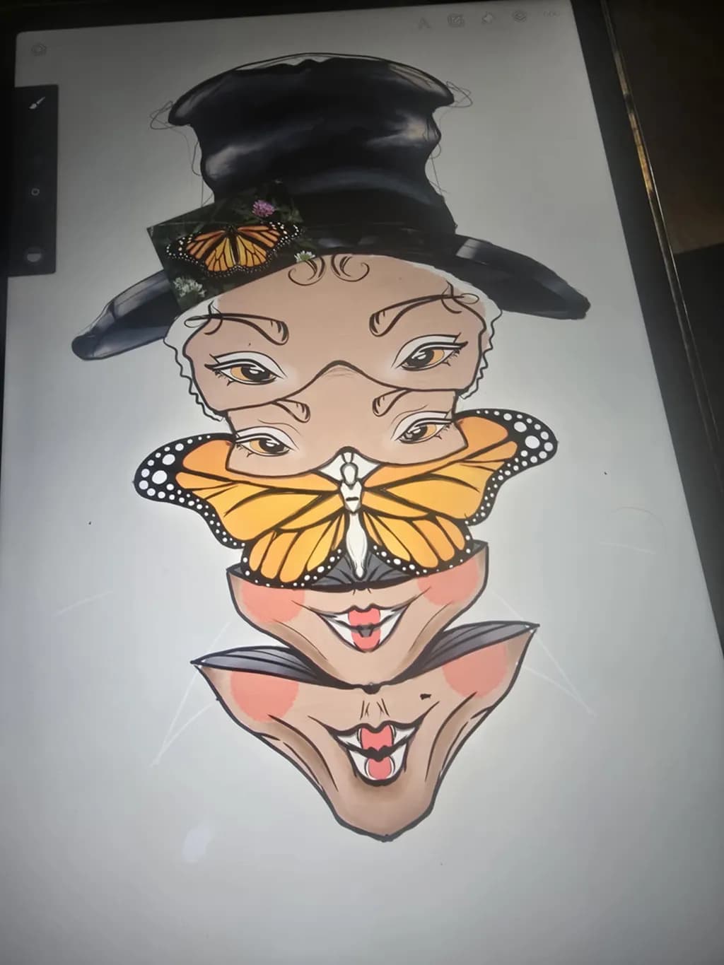 Whimsical Transformation: A Colorful Journey Through Faces and Butterflies