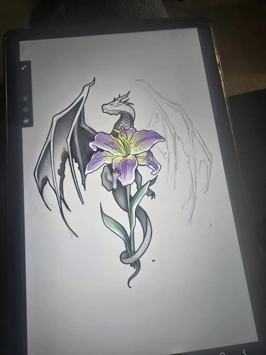 Mystical Harmony: A Dragon Embracing the Orchid's Beauty