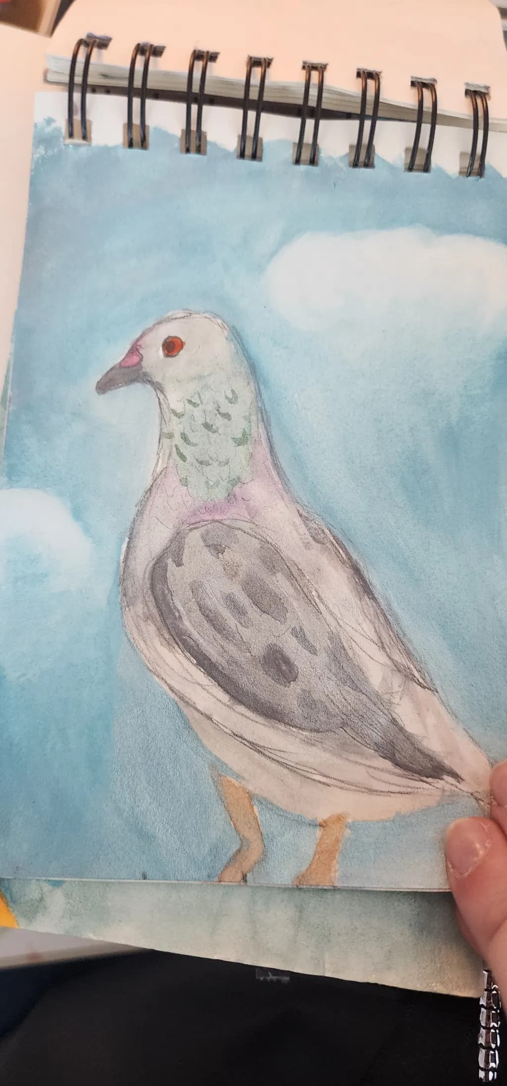 Whispers of the Sky: A Watercolor Portrait of a Pigeon in Serene Blue Hues