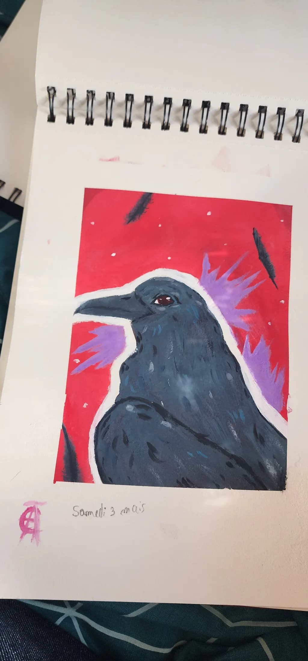 Mystical Crow: A Vibrant Expression in Red and Feathers