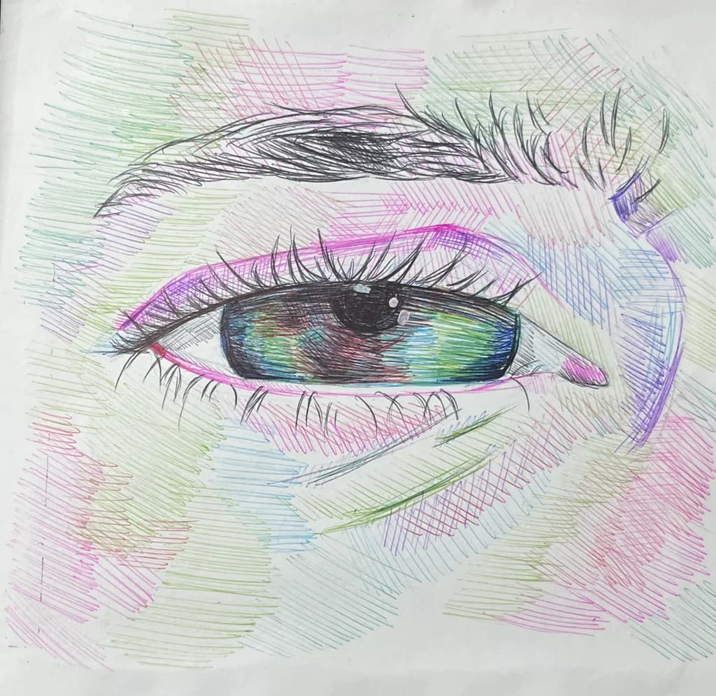 Vibrant Eye: A Colorful Sketch of Perception and Detail