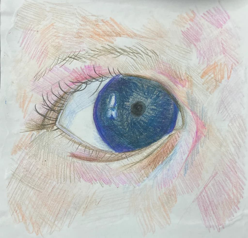 Whispers of Blue: A Captivating Eye Study in Colored Pencil Art