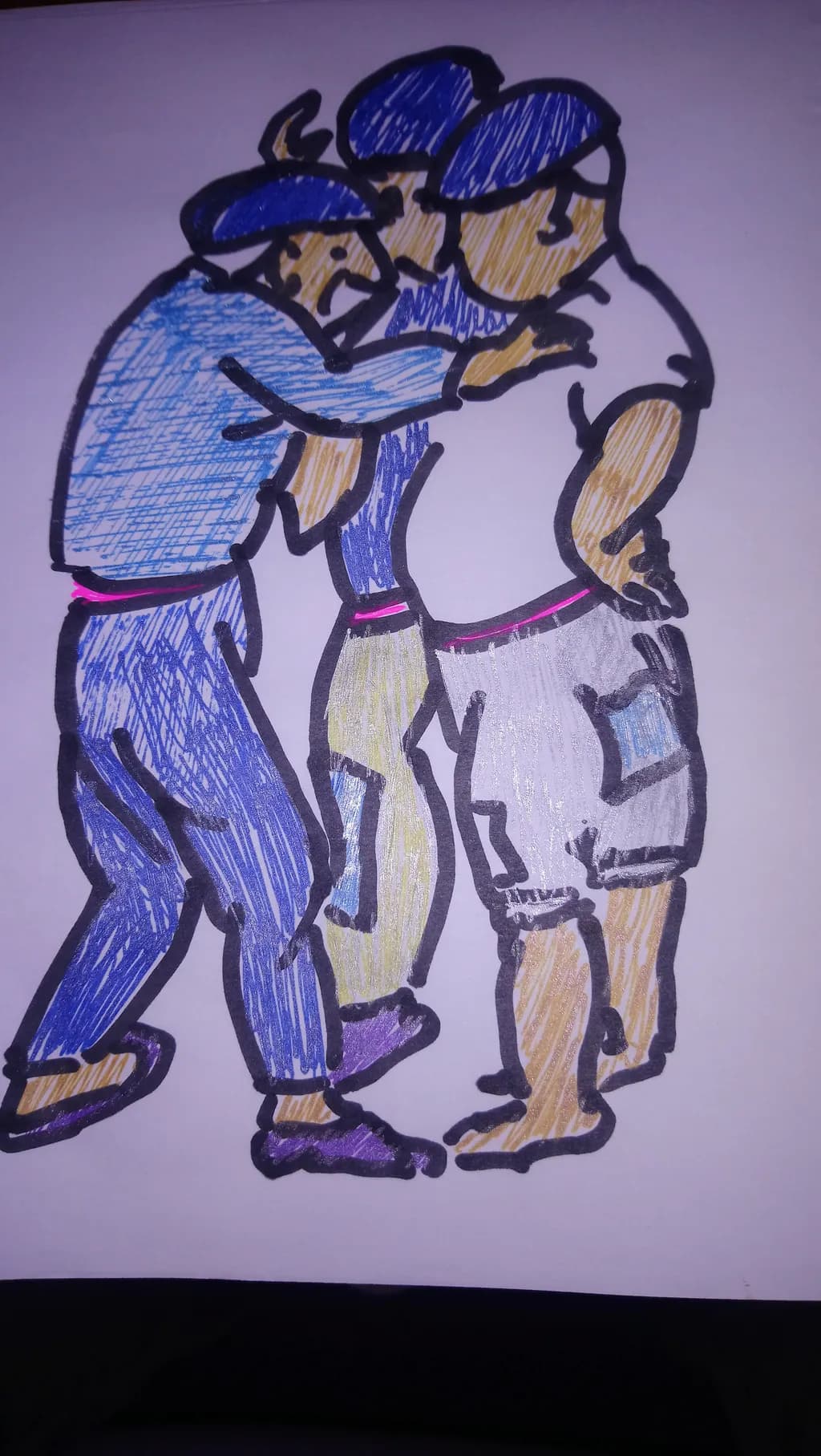 Embracing Connection: A Colorful Interaction of Figures in Harmony