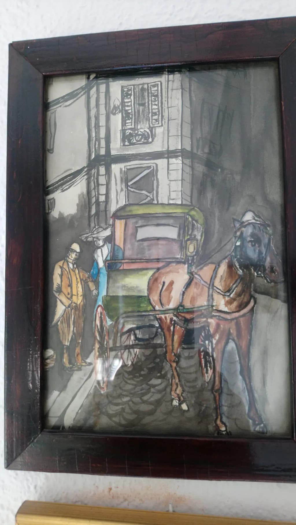 Whispers of the Past: A Vintage Carriage Scene in Watercolor and Ink