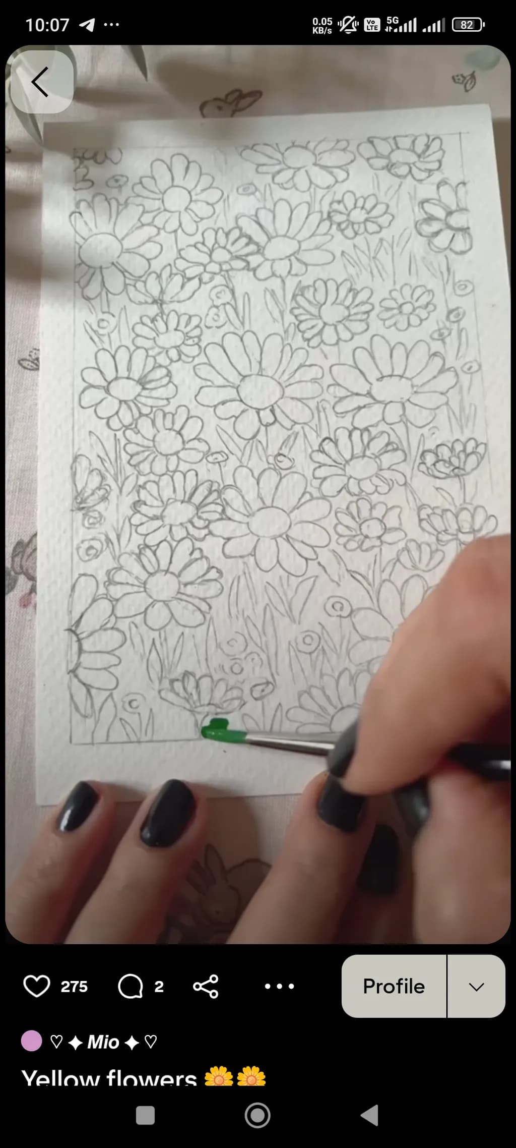 Whispers of Spring: A Hand-Painted Floral Dreamscape in Yellow and Green