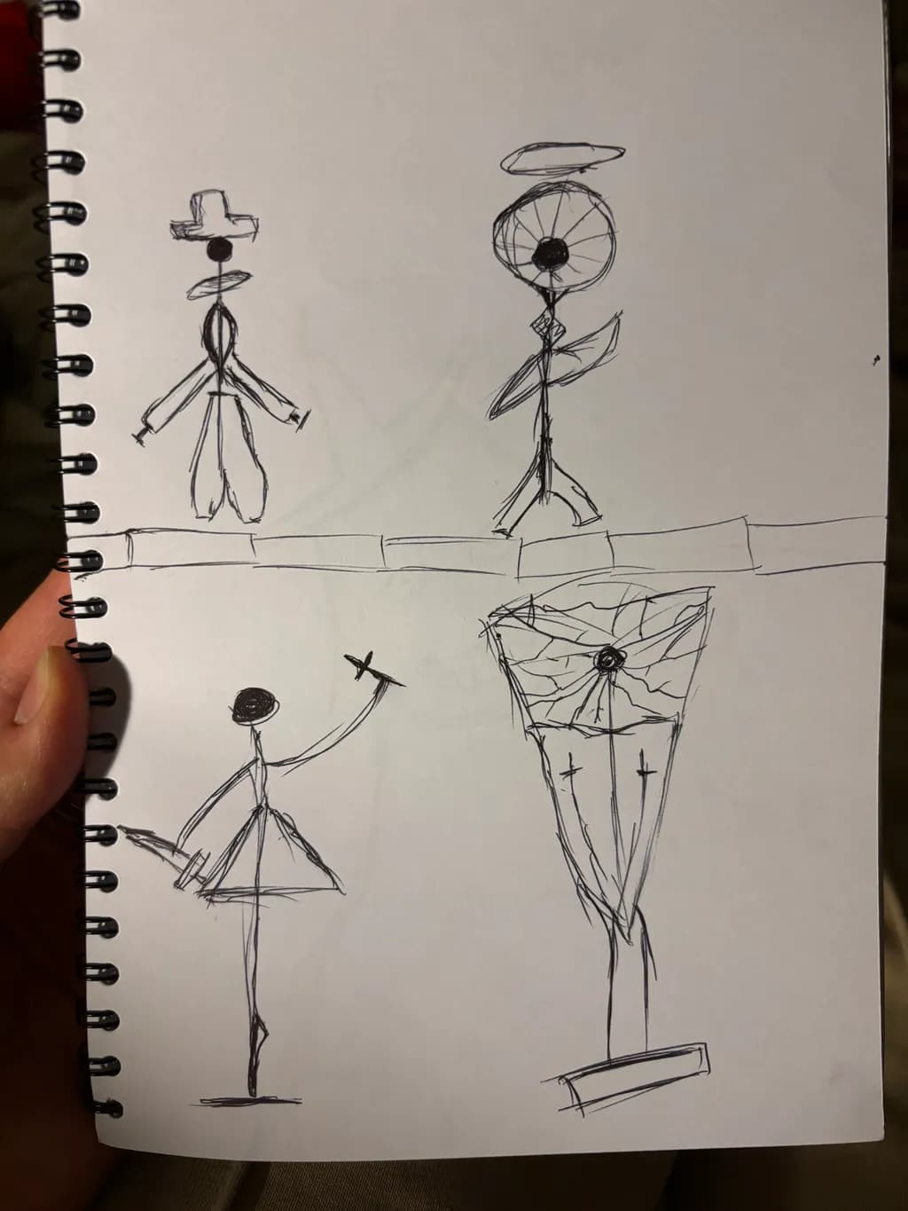 Whimsical Figures: A Dance of Lines and Shapes in Ink