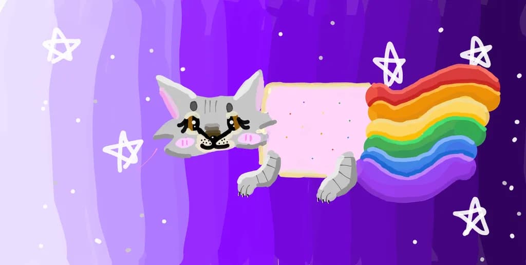 Whimsical Cosmic Cat: A Colorful Journey Through the Stars