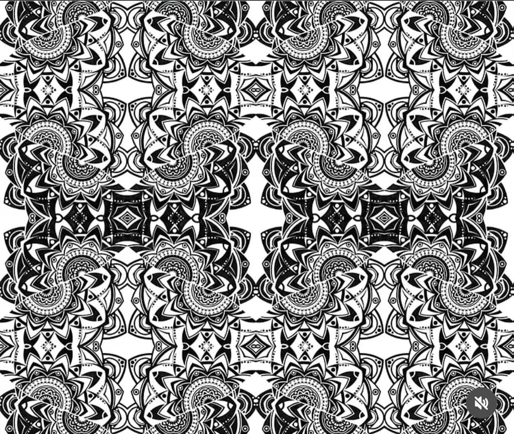 Intricate Monochrome Mandala: A Geometric Dance of Patterns and Shapes