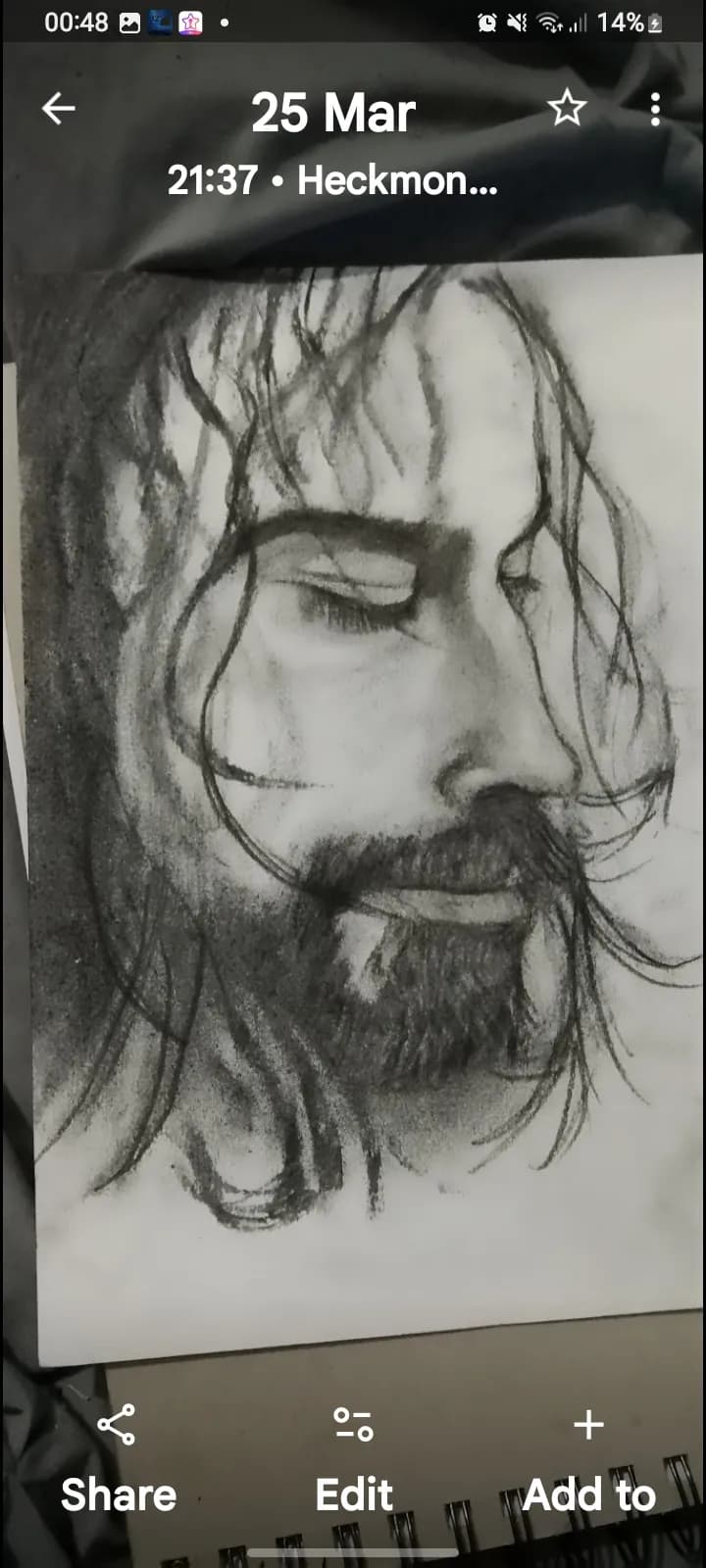 Whispers of Serenity: A Charcoal Portrait of Contemplation