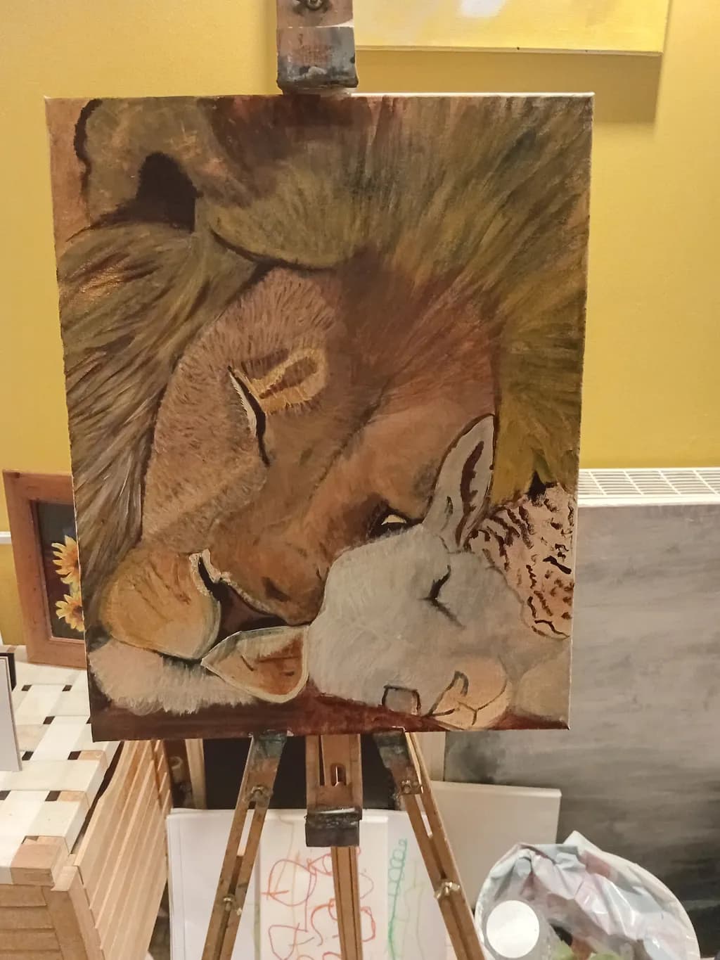 Harmony in Nature: The Gentle Embrace of Lion and Lamb