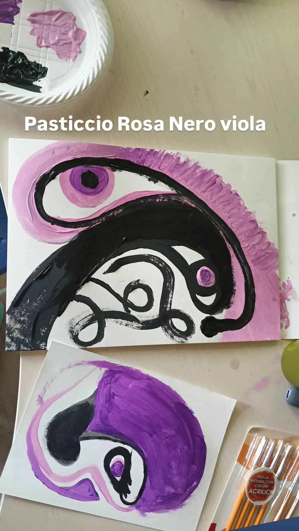 Whimsical Dance of Pink and Black: An Abstract Exploration of Color and Form