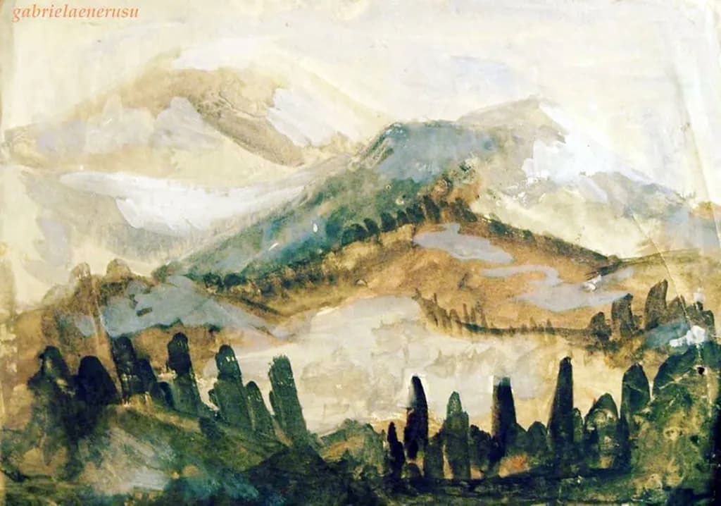 Whispers of Earth: A Serene Abstract Landscape in Watercolor