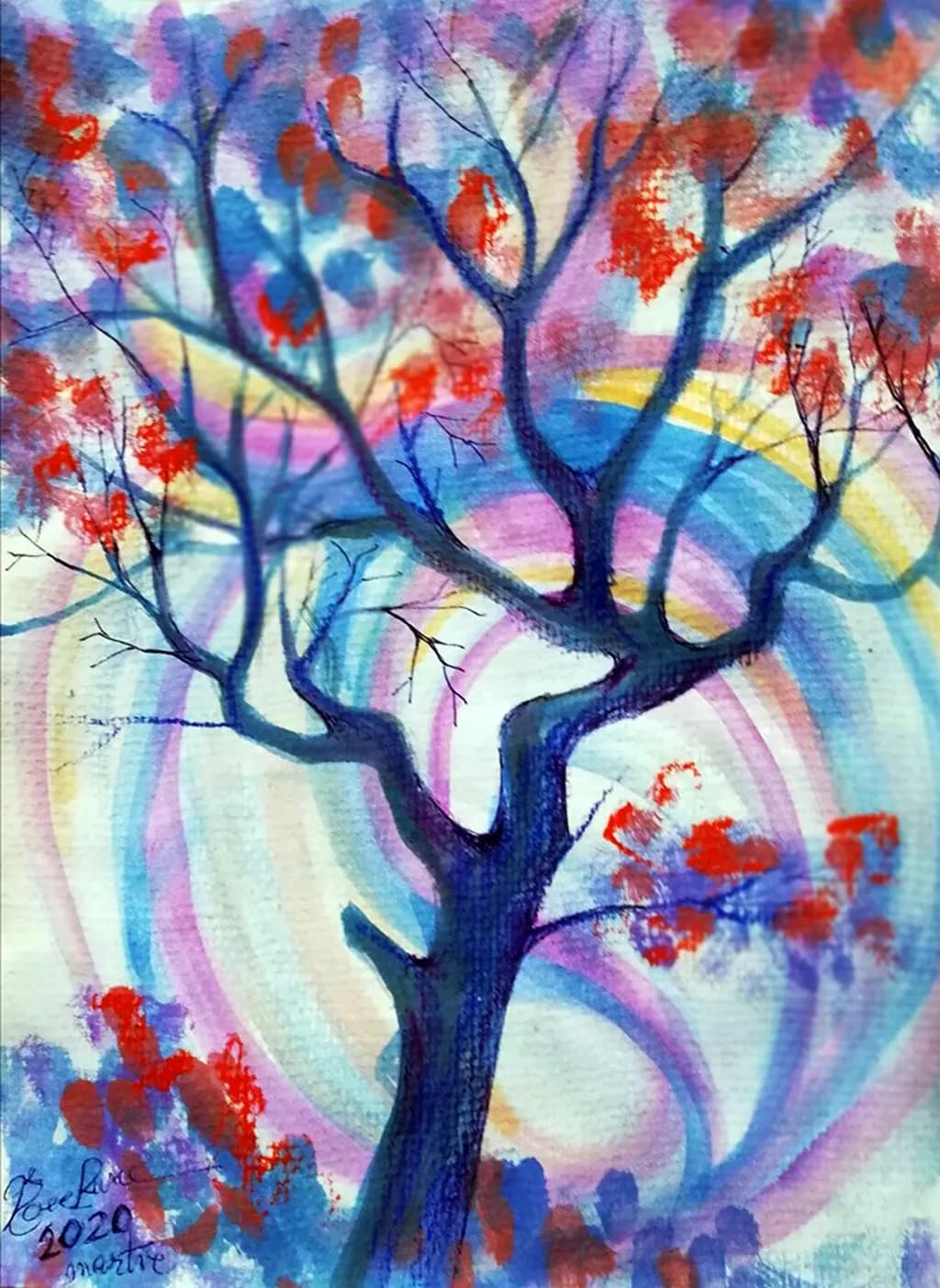 Whispers of Autumn: A Vibrant Dance of Colorful Leaves and Spiraling Skies