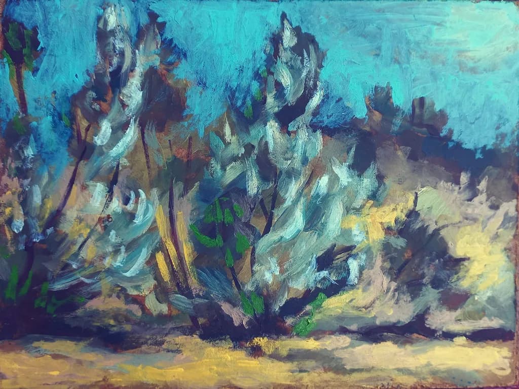 Whispers of Nature: A Vibrant Landscape in Blues and Greens