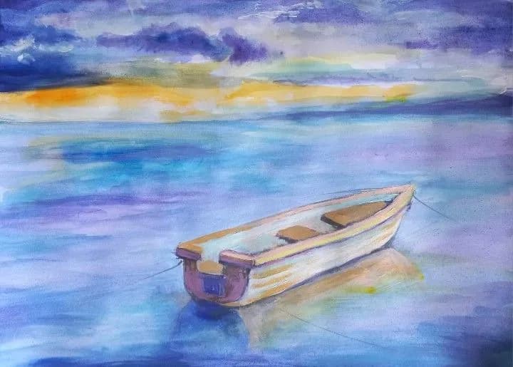 Serenity on the Water: A Tranquil Boat at Dusk