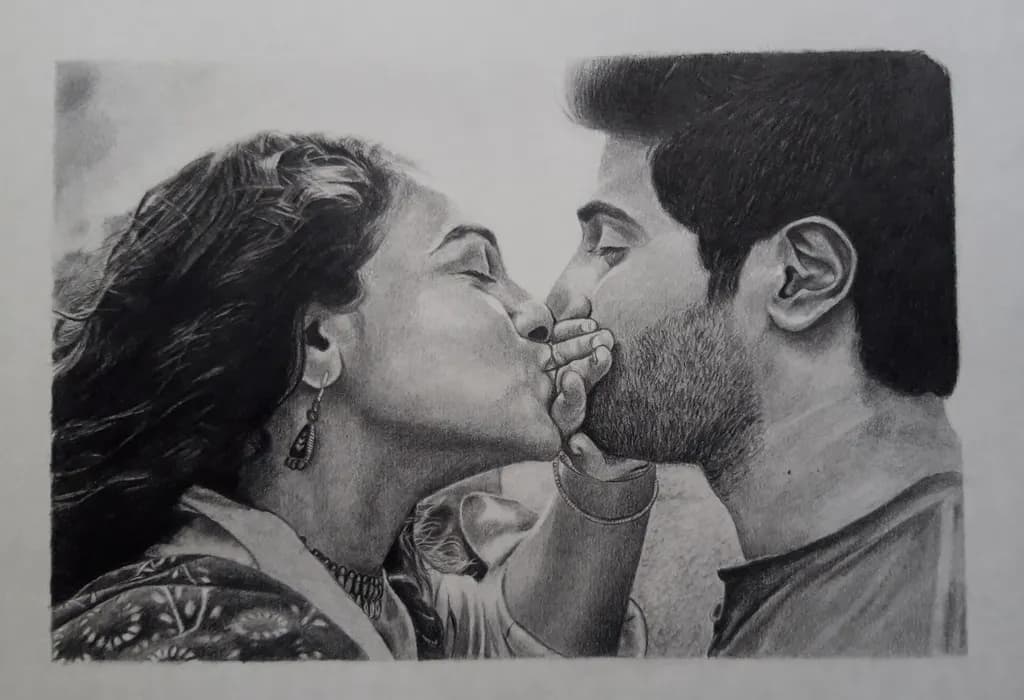 Eternal Embrace: A Tender Moment Captured in Pencil
