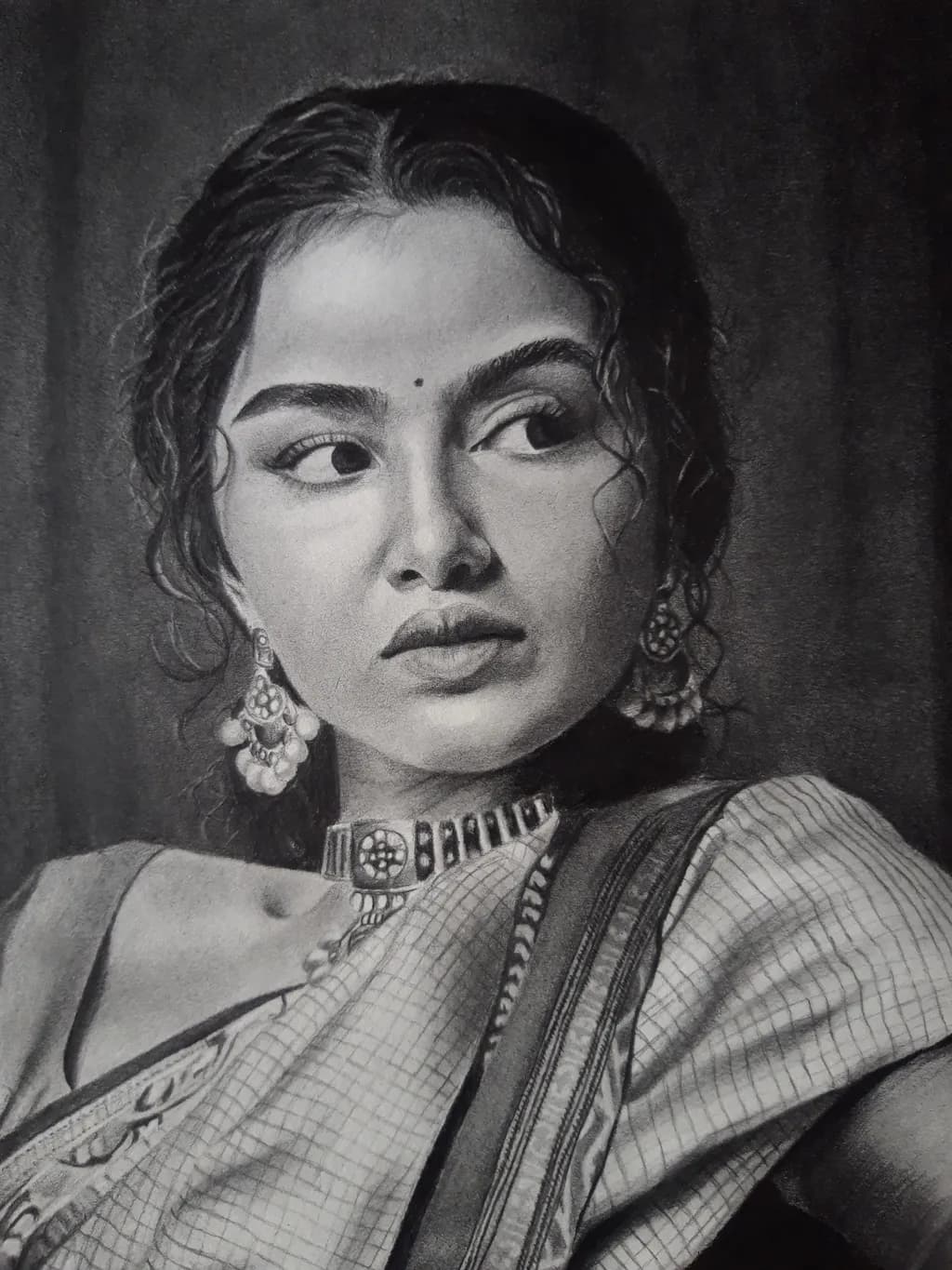 Ethereal Elegance: A Portrait of Grace and Tradition in Monochrome