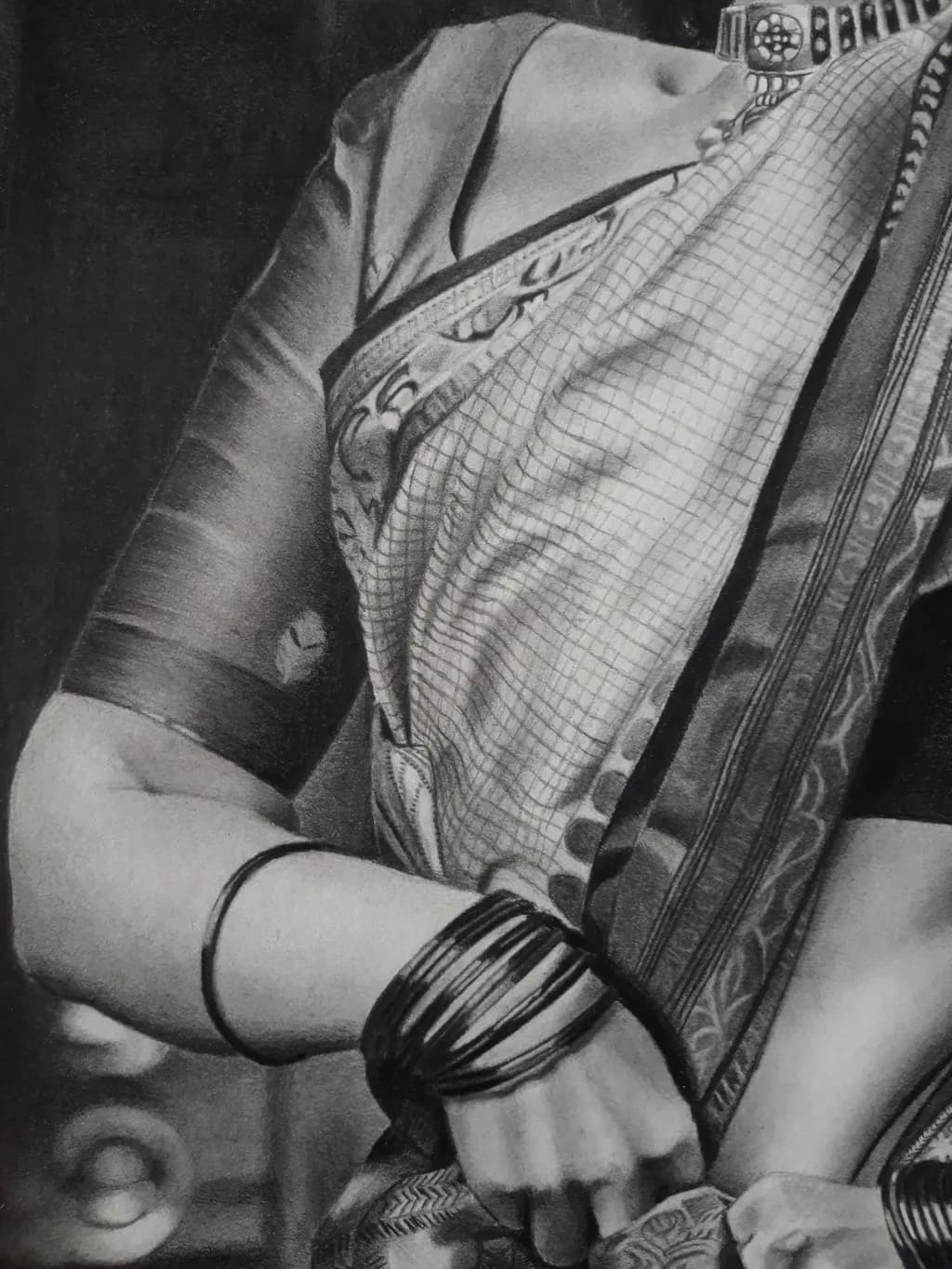 Elegance in Monochrome: The Timeless Beauty of a Traditional Sari