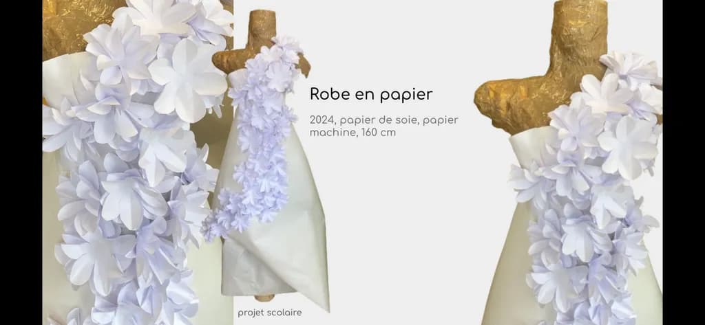 Whispers of Elegance: A Floral Paper Dress Design for Creative Expression