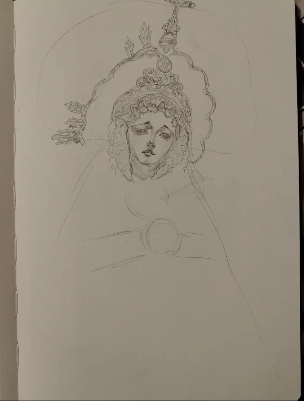 Divine Serenity: A Portrait of Faith and Expression in Sketch Form