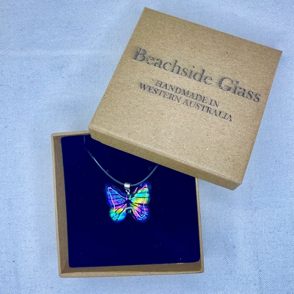 Colorful Butterfly Glass Necklace - Handmade Jewelry from Western Australia
