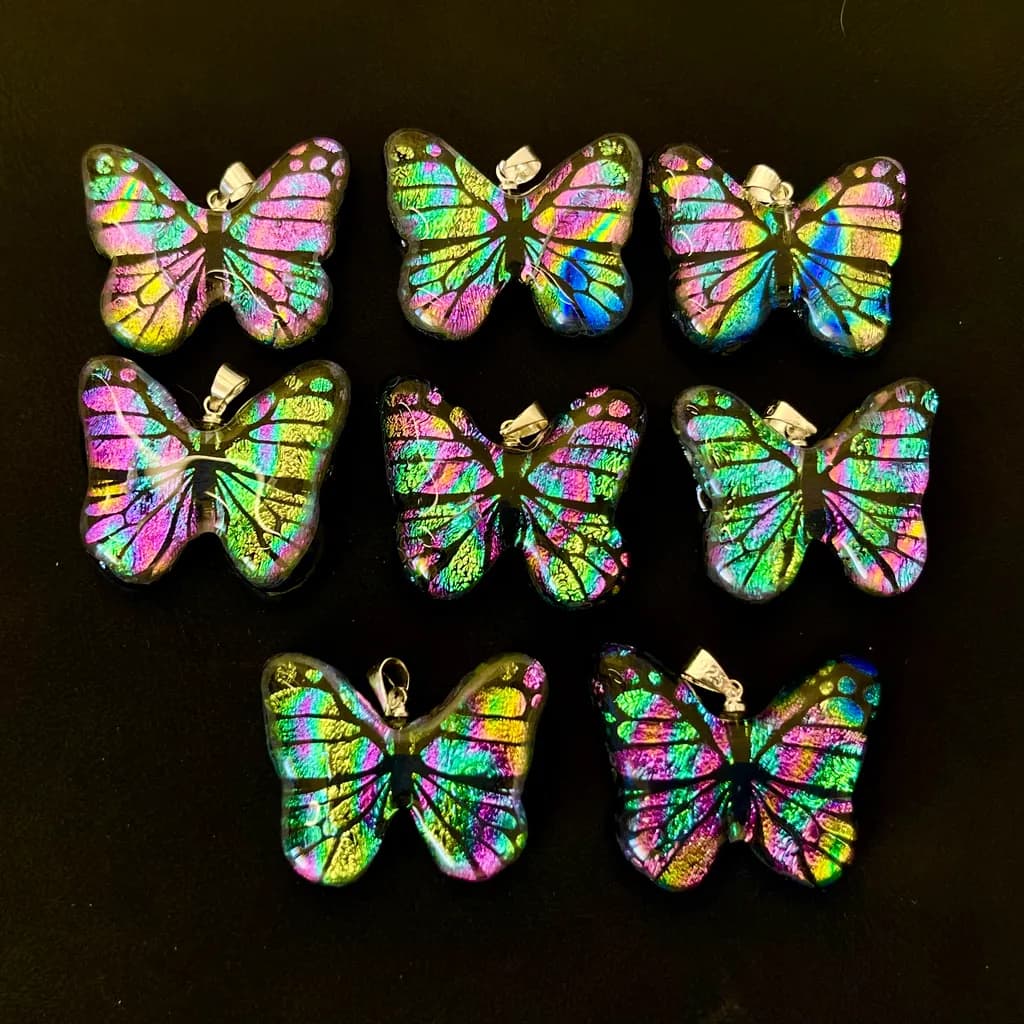 Colorful Iridescent Butterfly Pendants: A Decorative Artistry Collection
