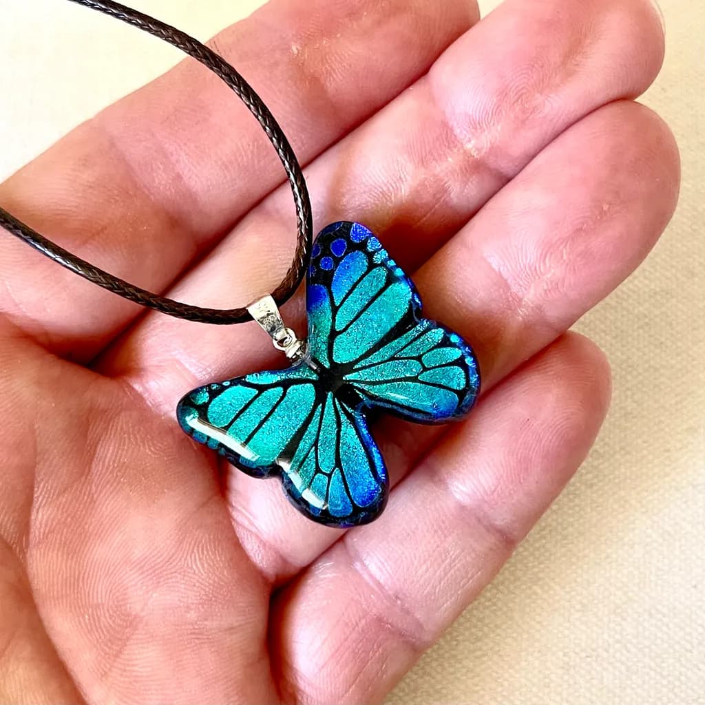 Whimsical Blue Butterfly Pendant: A Touch of Nature's Elegance in Handcrafted Jewelry