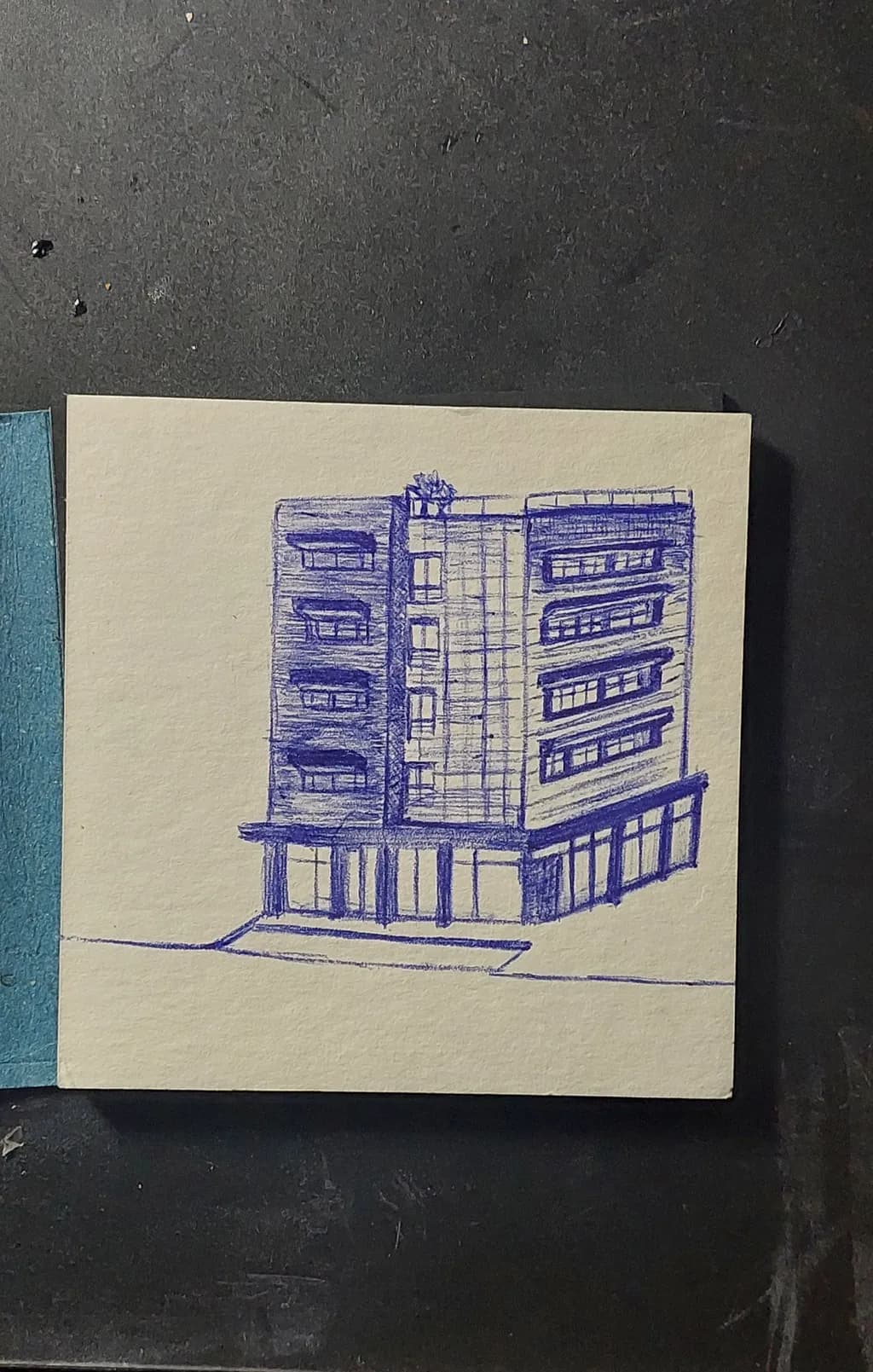 Urban Elegance: A Blue Sketch of Modern Architecture
