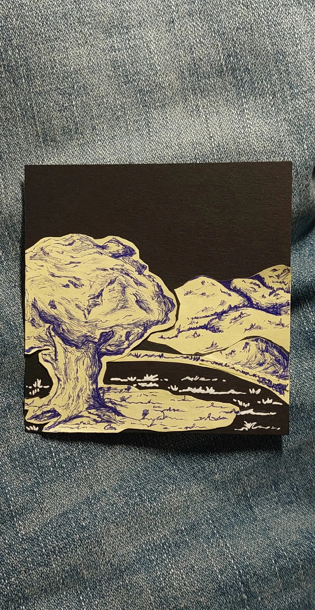 Whispers of Nature: A Serene Landscape in Ink and Gold