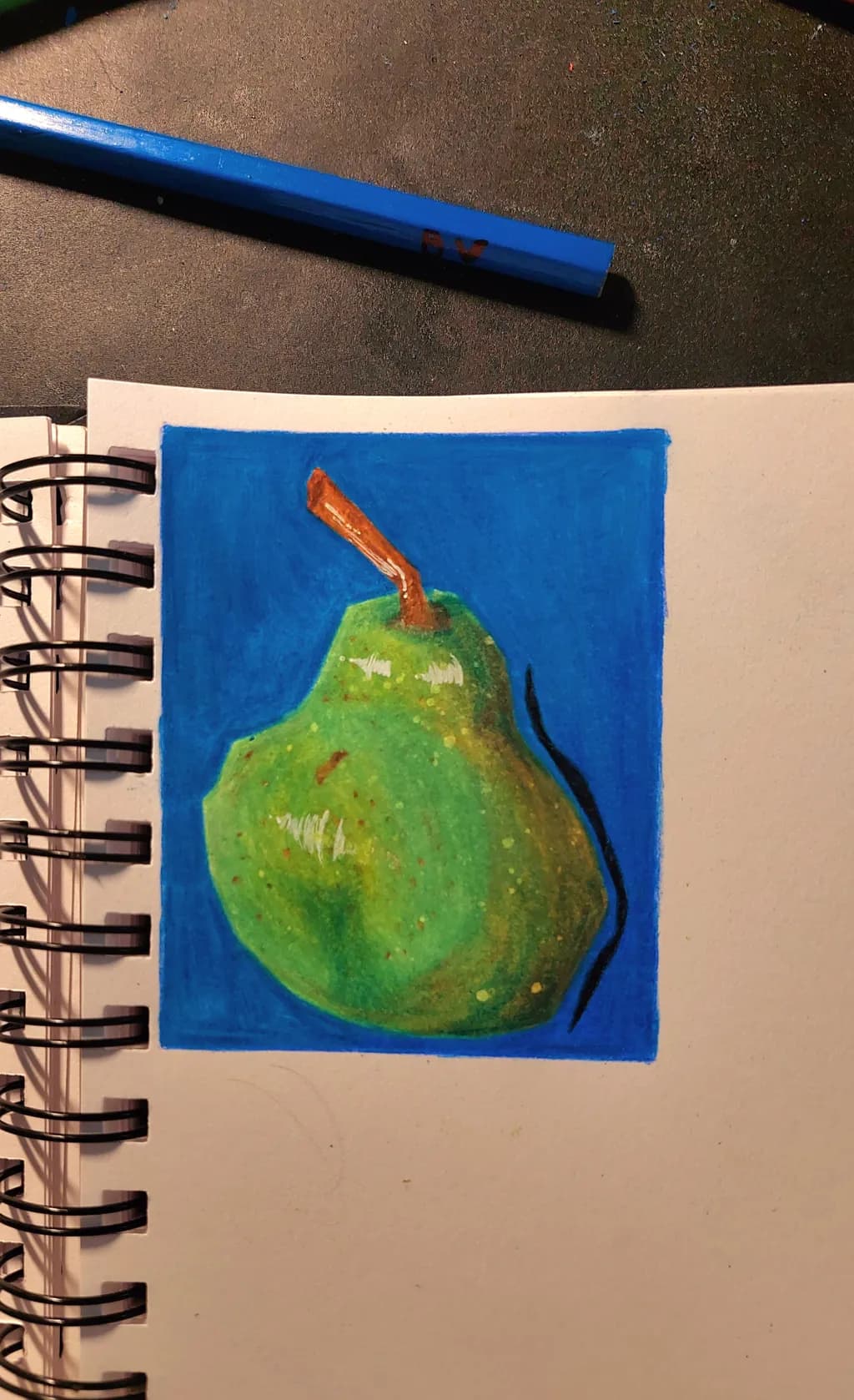 Vibrant Pear: A Study in Green and Blue
